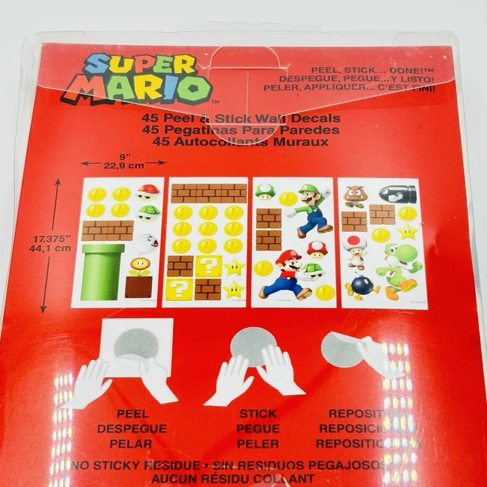 Nintendo Super Mario Peel And Stick 45 Wall Decals by Roommates Decor NEW